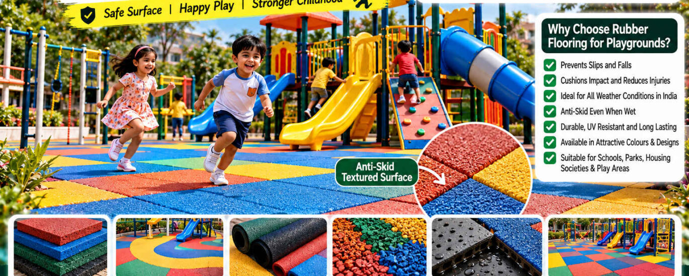 Anti-Skid Rubber Flooring for Playgrounds in India